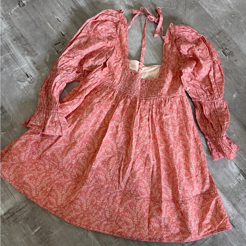 Anthropologie pilcro mini baby doll dress cotton square neck pockets lined S